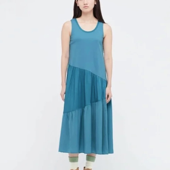 NWT J.W. Anderson Uniqlo Color-block Zig-zag Tiered Dress - Picture 3 of 9